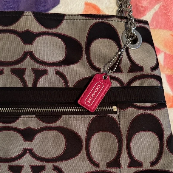 Coach Signature Gray, Black, and Pink Glitter Women's Bag Set - Picture 6 of 16